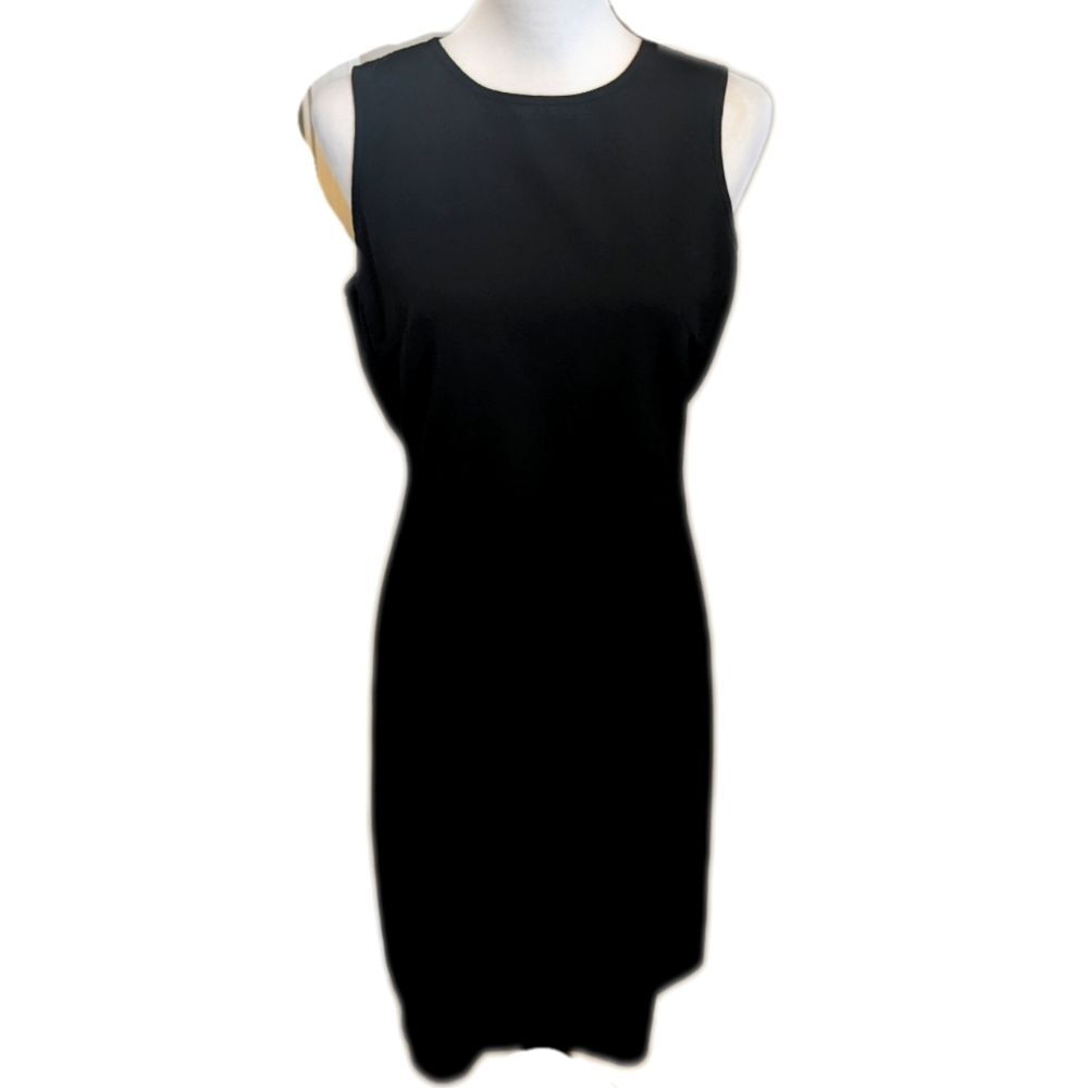 Banana Republic classic black wool sheath dress, fully lined, sleeveless, size 6